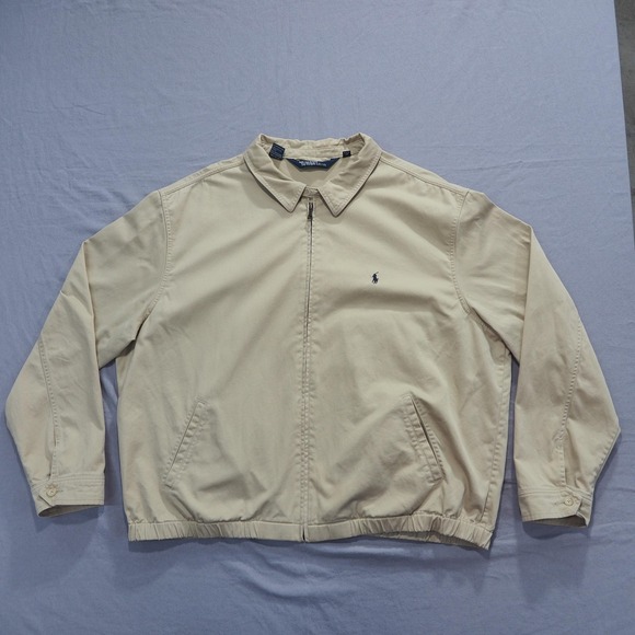 Polo Ralph Lauren Jacket Mens 2XL Khaki Beige Harrington Full Zip